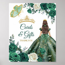 Emerald Green Dress Quinceañera Cards & Geschenke Poster