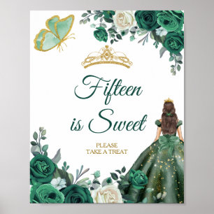 Emerald Green Dress Quinceañera Fünfzehn ist süß Poster