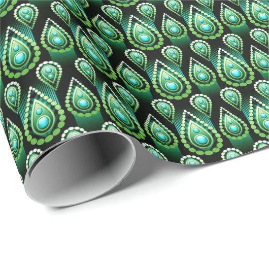 Emerald Green Drop Muster Elegantes Weihnachtsfest Geschenkpapier (Rolleneckpunkt)