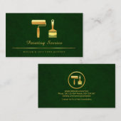 Emerald Green Elegance Gold Brushes Visitenkarte (Vorne/Hinten)