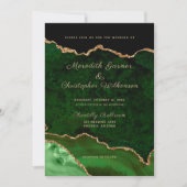 Emerald Green Elegance Gold Glitzer Agate Wedding Einladung (Vorderseite)