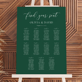 Emerald Green Elegant 11 Tabelle Seating Chart Poster