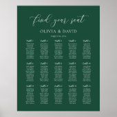 Emerald Green Elegant 15 Tabelle Seating Chart Poster (Vorne)