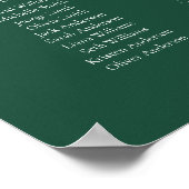 Emerald Green Elegant 15 Tabelle Seating Chart Poster (Ecke)