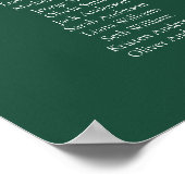 Emerald Green Elegant 16 Tabelle Seating Chart Poster (Ecke)