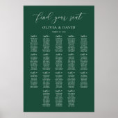 Emerald Green Elegant 18 Tische Seating Chart Poster (Vorne)