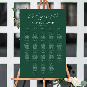 Emerald Green Elegant 18 Tische Seating Chart Poster