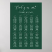 Emerald Green Elegant 20 Tisch Seating Chart Poster (Vorne)