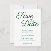 Emerald Green Elegant Calligraphy Save the Date Einladung (Vorderseite)