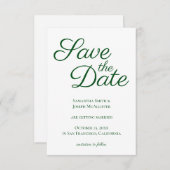 Emerald Green Elegant Calligraphy Save the Date Einladung (Vorne/Hinten)