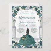 Emerald Green Elegant Charro Princess Quinceanera Einladung (Vorderseite)