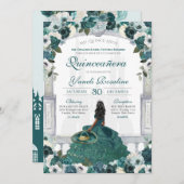 Emerald Green Elegant Charro Princess Quinceanera Einladung (Vorne/Hinten)