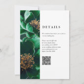 Emerald Green Elegant Chic Floral QR Code Hochzeit Einladung (Rückseite)