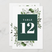 Emerald Green Elegant Country Floral Tischnummer (Vorne/Hinten)