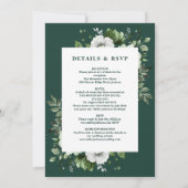 Emerald Green Elegant Floral All in one Wedding Einladung (Rückseite)