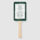 Emerald Green Elegant Floral Wedding Program Fächer (Rückseite)