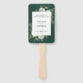 Emerald Green Elegant Floral Wedding Program Fächer (Vorderseite)