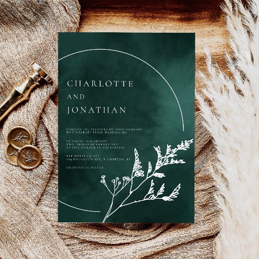 Emerald Green Elegant Greenerity Wedding Einladung