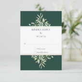 Emerald Green Elegant Greenerity Wedding RSVP Karte (Stehend Vorderseite)