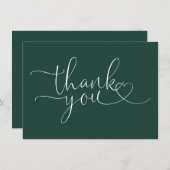Emerald Green Elegant Heart Script Dankeskarte (Vorne/Hinten)