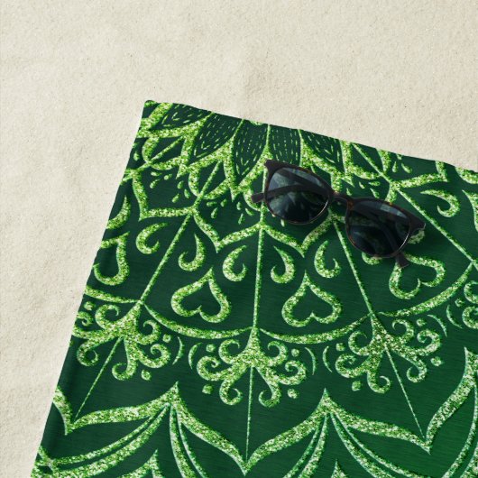 Emerald Green Elegant Mandala Mit Monogramm Strandtuch (Beispiel)