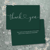 Emerald Green Elegant Minimalistisches Script Herz Dankeskarte