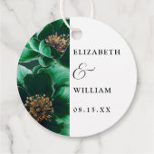 Emerald Green Elegant Moderne Blumenhochzeit Geschenkanhänger (Rückseite)