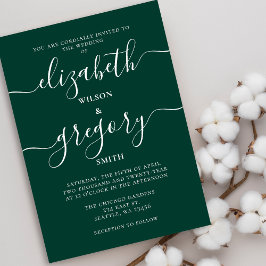 Emerald Green Elegant Moderne Hochzeit Einladung