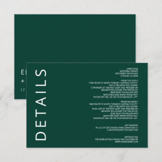 Emerald Green Elegant Moderne Minimalistische Hoch Begleitkarte