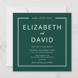 Emerald Green Elegant Moderne Minimalistische Hoch Einladung