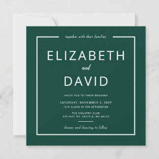Emerald Green Elegant Moderne Minimalistische Hoch Einladung