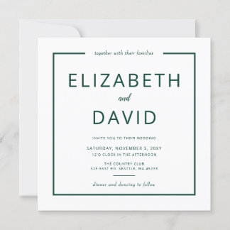 Emerald Green Elegant Moderne Minimalistische Hoch Einladung