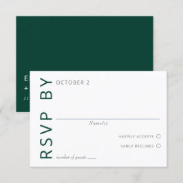 Emerald Green Elegant Moderne Minimalistische Hoch RSVP Karte
