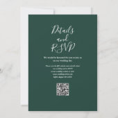 Emerald Green Elegant Script QR Code Hochzeit Einladung (Rückseite)