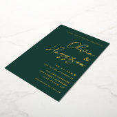 Emerald Green Elegant Script Wedding Folieneinladung (Gedreht)