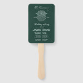 Emerald Green Elegant Script Wedding Program Fächer (Rückseite)
