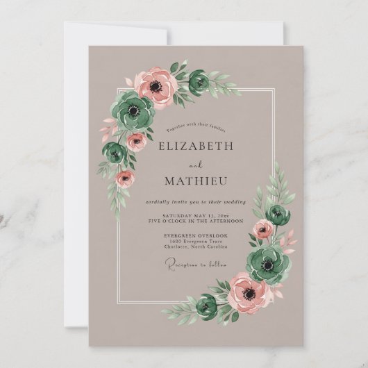 Emerald Green Elegant Succulent Wedding Einladung (Vorderseite)