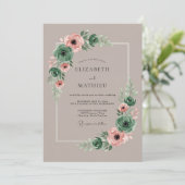 Emerald Green Elegant Succulent Wedding Einladung (Stehend Vorderseite)