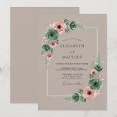 Emerald Green Elegant Succulent Wedding Einladung (Vorne/Hinten)