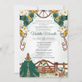 Emerald Green Elegant Western Charro Quinceanera Einladung (Vorderseite)