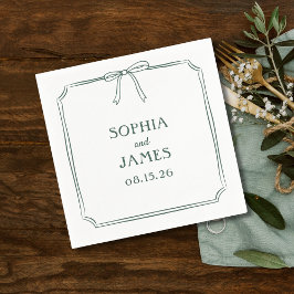 Emerald Green Elegant Whimsical Simple Bow Wedding Serviette