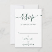 Emerald Green Elegante Script Simple Modern RSVP Karte (Vorderseite)