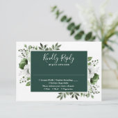 Emerald Green Eleganto Botanische Blumenhochzeit RSVP Karte (Stehend Vorderseite)
