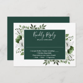 Emerald Green Eleganto Botanische Blumenhochzeit RSVP Karte