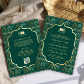 Emerald Green Elephant All in One Indian Wedding Einladung