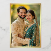 Emerald Green Elephant Indian Foto Wedding Gold Folieneinladung (Rückseite)