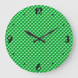 Emerald green, enamel look, studded grid große wanduhr