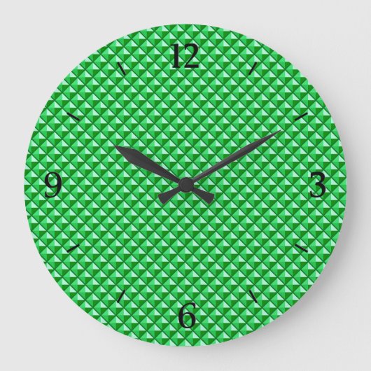 Emerald green, enamel look, studded grid große wanduhr (Vorderseite)