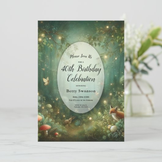 Emerald Green Enchanted Forest Einladung (Stehend Vorderseite)