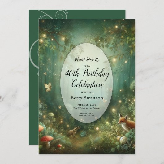 Emerald Green Enchanted Forest Einladung (Vorne/Hinten)